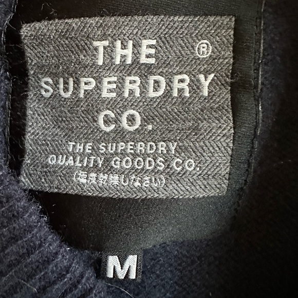 SUPERDRY Mens Sweater Sz M Blue Cashmere Blend Long Sleeve Logo - Picture 5 of 16